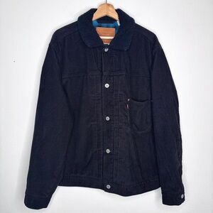 Levi’s Black Corduroy Fleece Lined Sherpa Collar Jacket Size L EUC